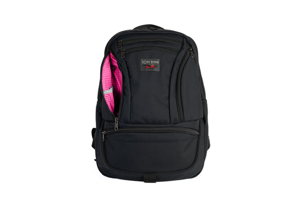 A Synapse 25 in Black Ballistic with Cerise (pink with white grid) 200 Halcyon interior.